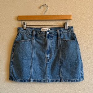Abercrombie & Fitch Blue Denim Midi Skirt